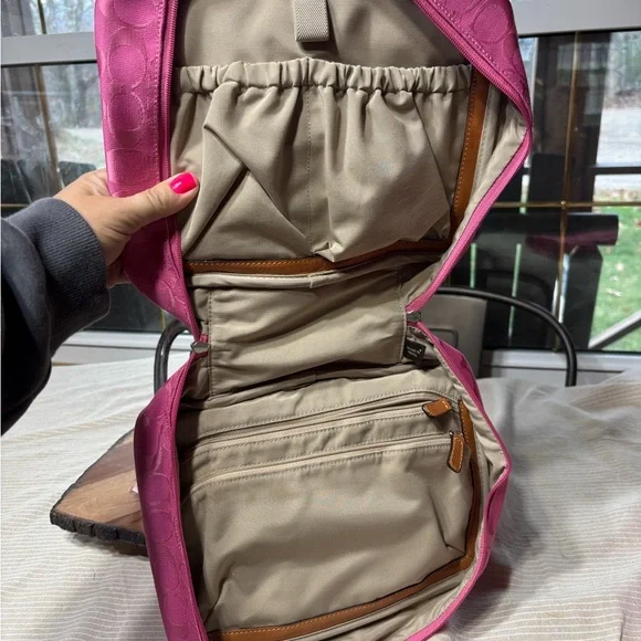 Coach Fuchsia Signature Cosmetic Bag - Picture 7 of 7